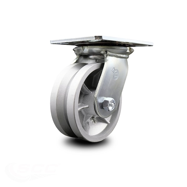 5 Inch Heavy Duty Top Plate V Groove Semi Steel Swivel Caster with Ball Bearing